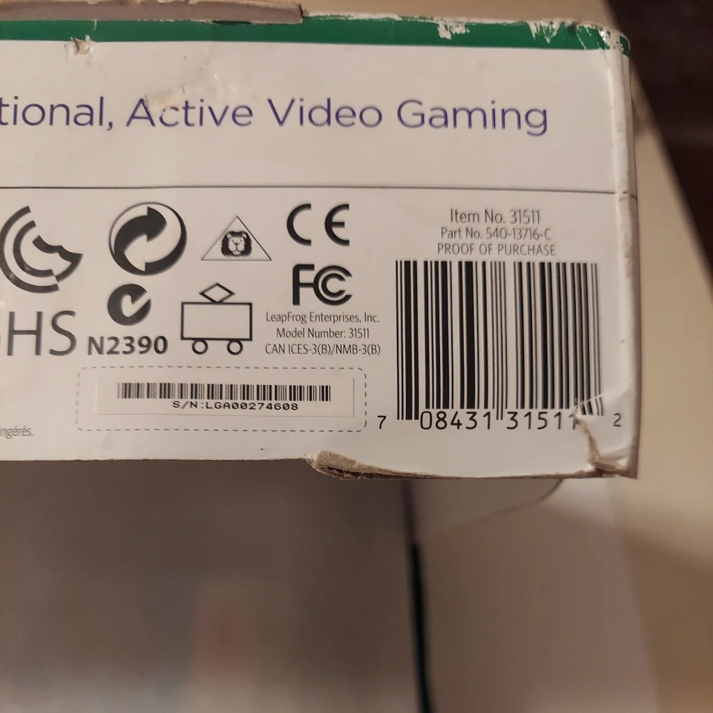 LeapFrog TV Video Learning System Console White Active Video Gaming With Game
